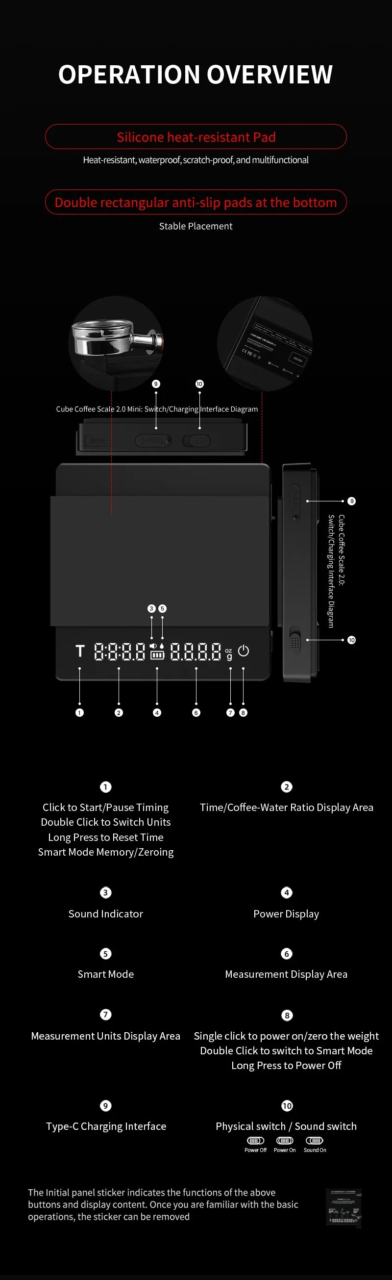 MHW-3BOMBER Cube Coffee Scale 2.0 MINI
