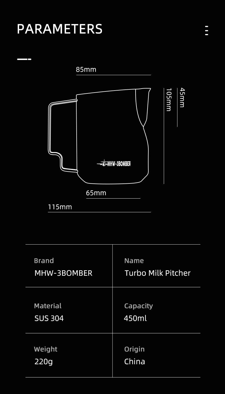 MHW-3BOMBER Turbo Milk Pitcher Glossy Grey